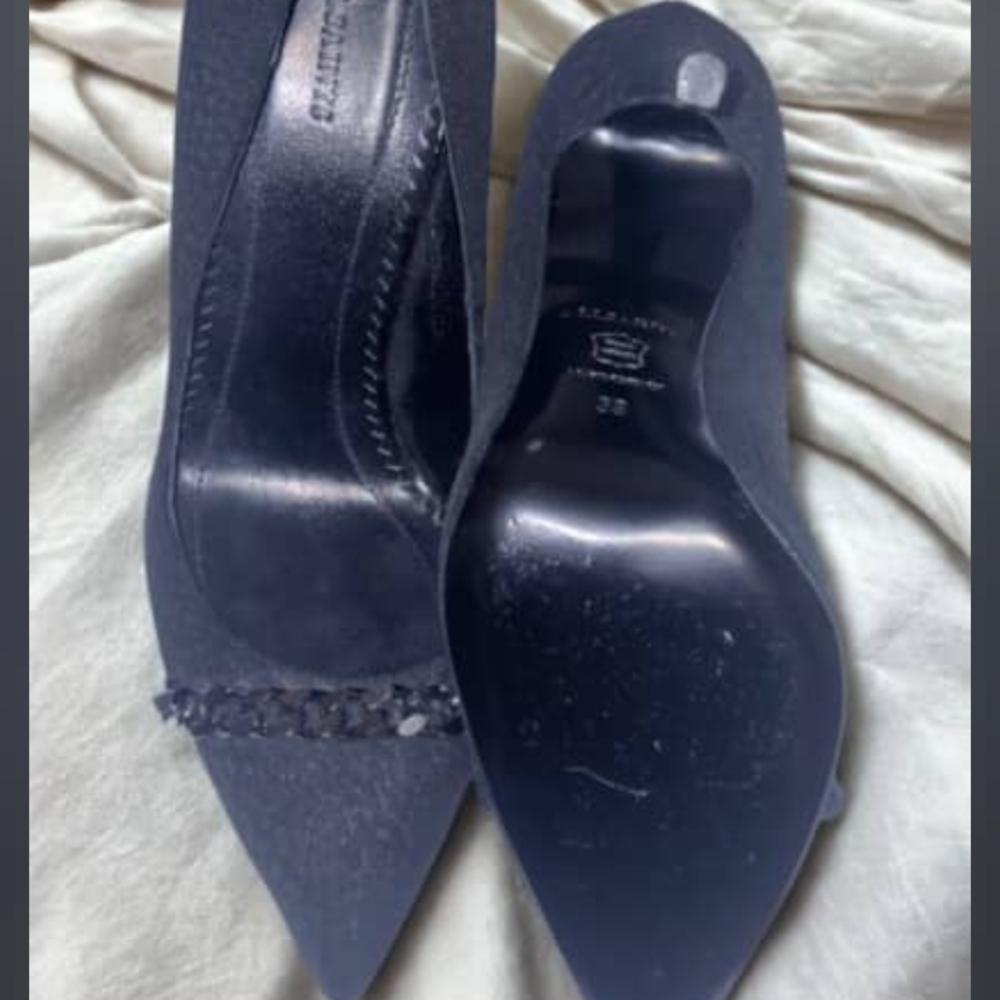 All Saints Black Chain Accent Heels - Picture 3 of 4